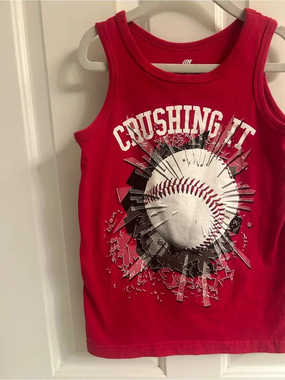 Boys The Children's Place Red Tank Top with Baseball Graphic